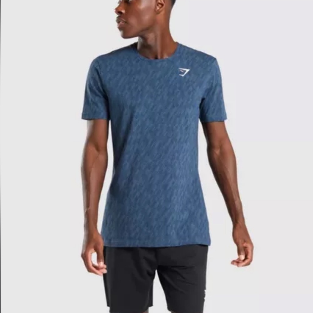 GYMSHARK Men’s Critical Regular Fit T-Shirt Athletic Teal Print Size Medium
